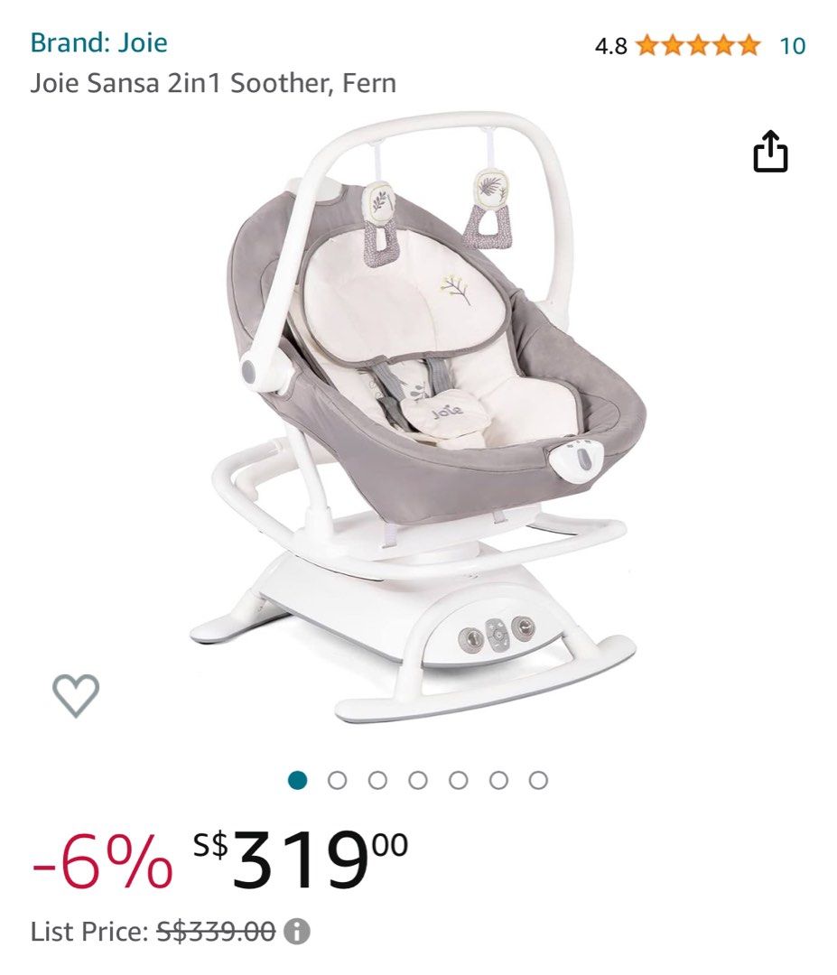Joie Sansa 2 in 1 Swing and Rocker Babies Kids Baby Nursery