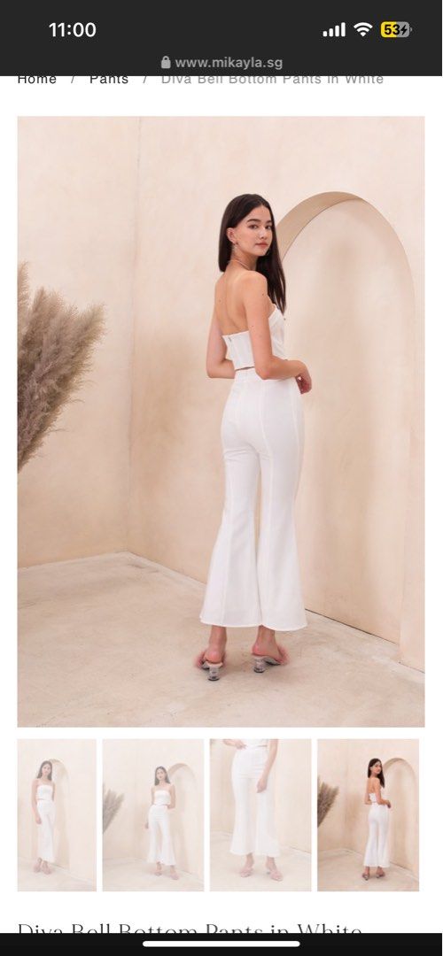 Bell Bottom Pants In White