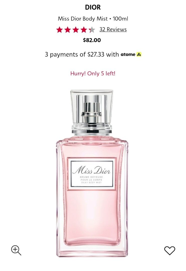 Miss Dior Silky Body Mist Beauty Personal Care Fragrance Deodorants on Carousell