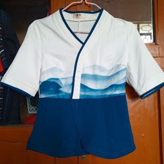 Misty Mountains Kimono Spring and Summer Professional Formal Skirt Suit Japanese Style Ocean Blue Mountain Waves High Quality Blouse Top