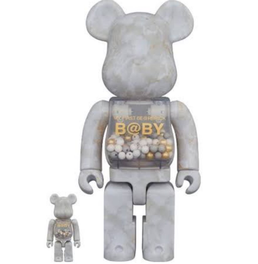 My First Baby White Gold Marble Bearbrick 400%+100%, Hobbies 