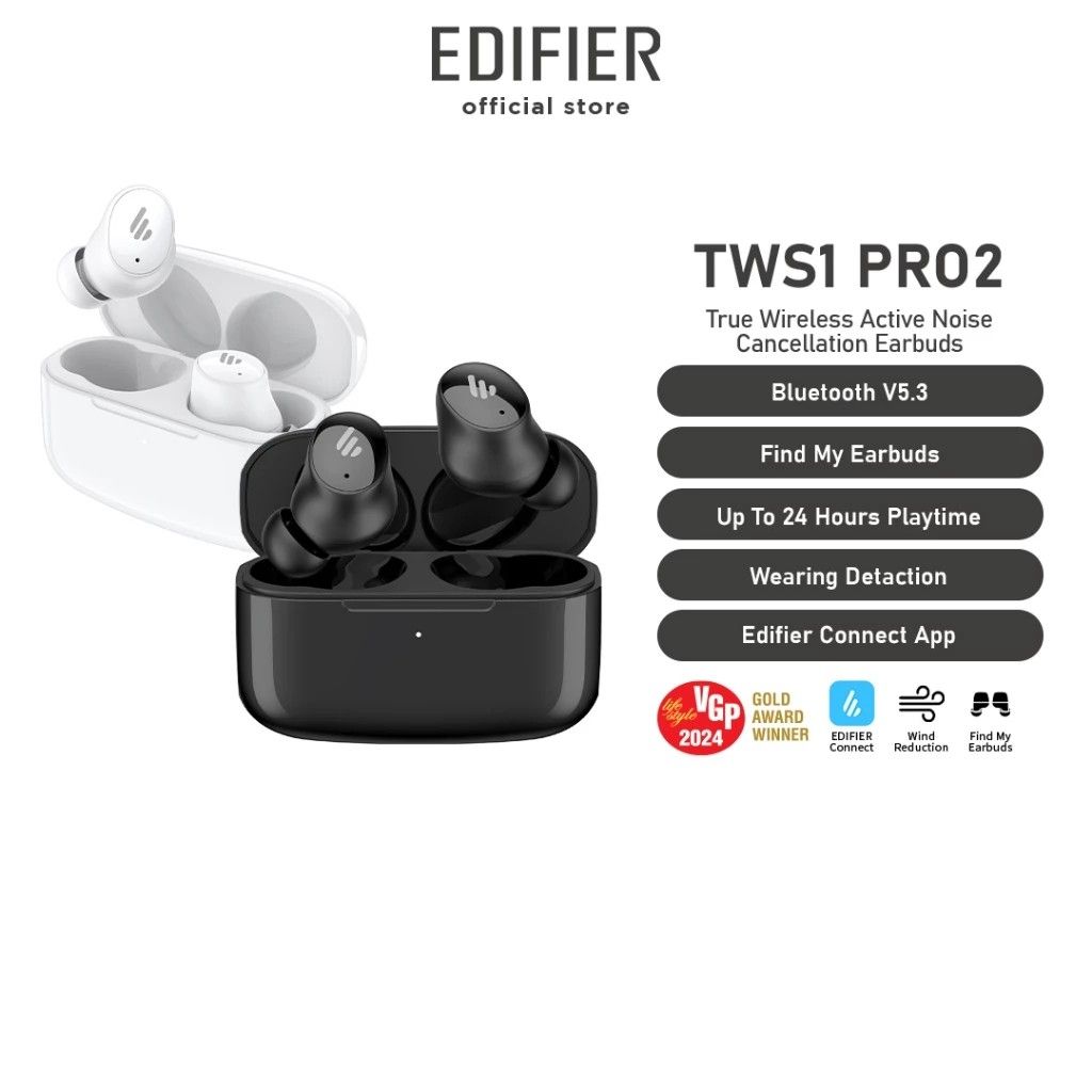 NEW Last Unit Edifier TWS1 Pro 2 42dB Noise Cancellation True Wireless Earbuds Bluetooth V5.3 Edifier Connect App