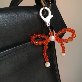 Orange Coquette Bow Charms - Mini Ribbon keychain