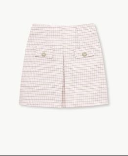 Pomelo Pink Tweed Skirt with Pearl Buttons