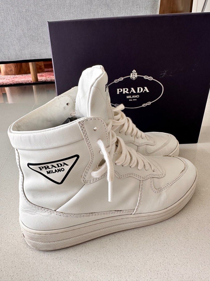 Prada high top ladies sneakers size 36 calf leather