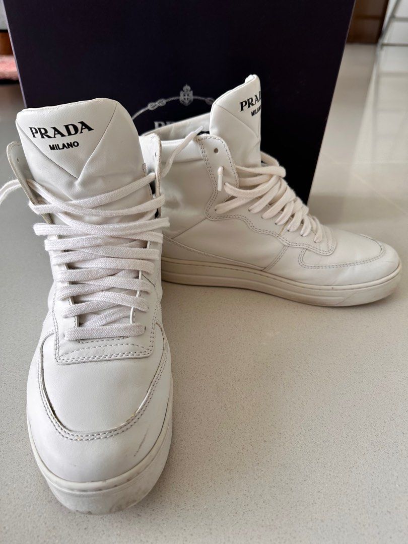 Prada high top ladies sneakers size 36 calf leather