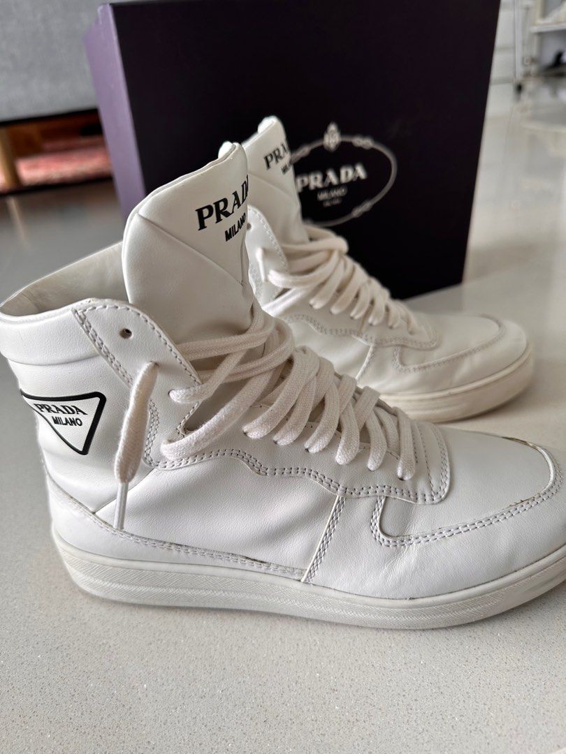 Prada high top ladies sneakers size 36 calf leather