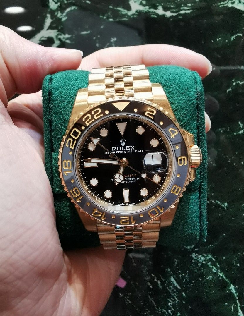 Rolex Gmt master 2 full yellow gold black dial Jubilee Guinness 126718grnr
