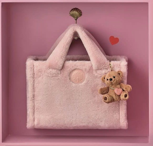 Starbucks Korea 2024 Valentines Day Be Mine Fur Tote Bag +