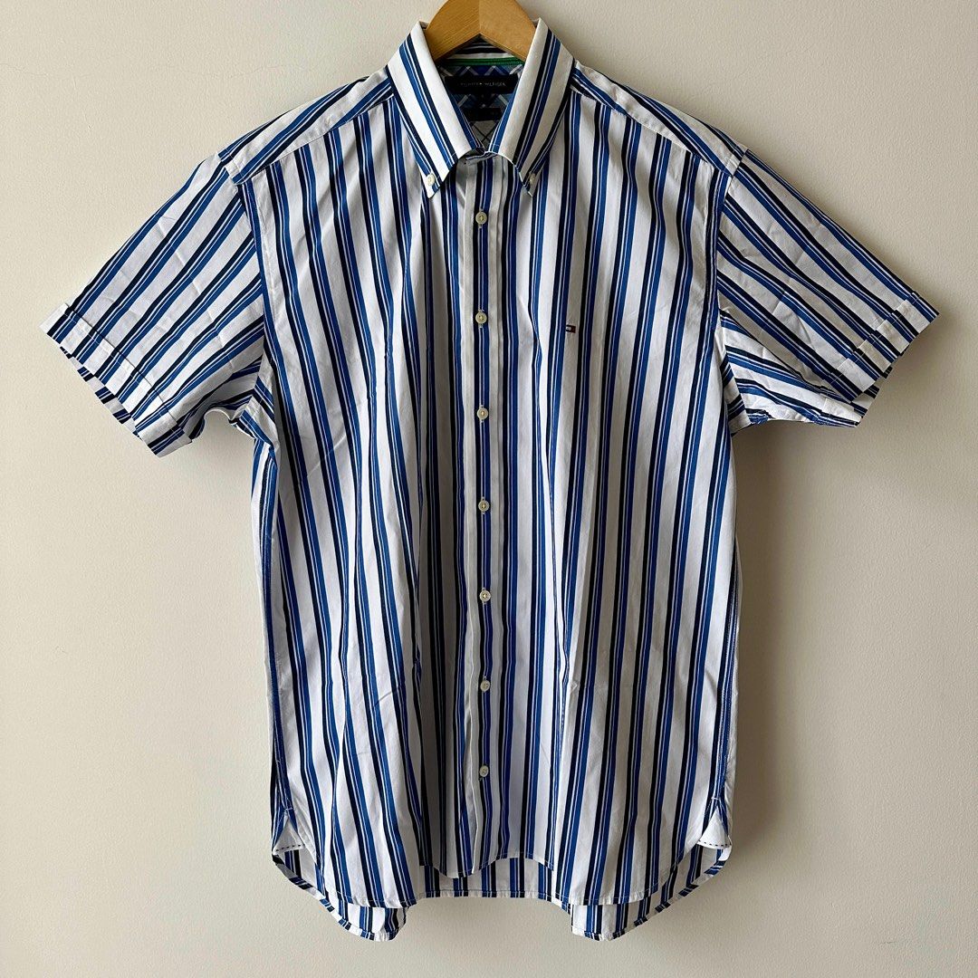 Tommy Hilfiger 80 s Two Ply Cotton Shirt Fesyen Pria Pakaian