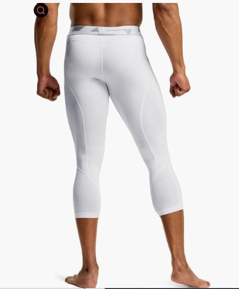 Men Gym Compression Leggings Base Layer Running Tight Pants 3/4