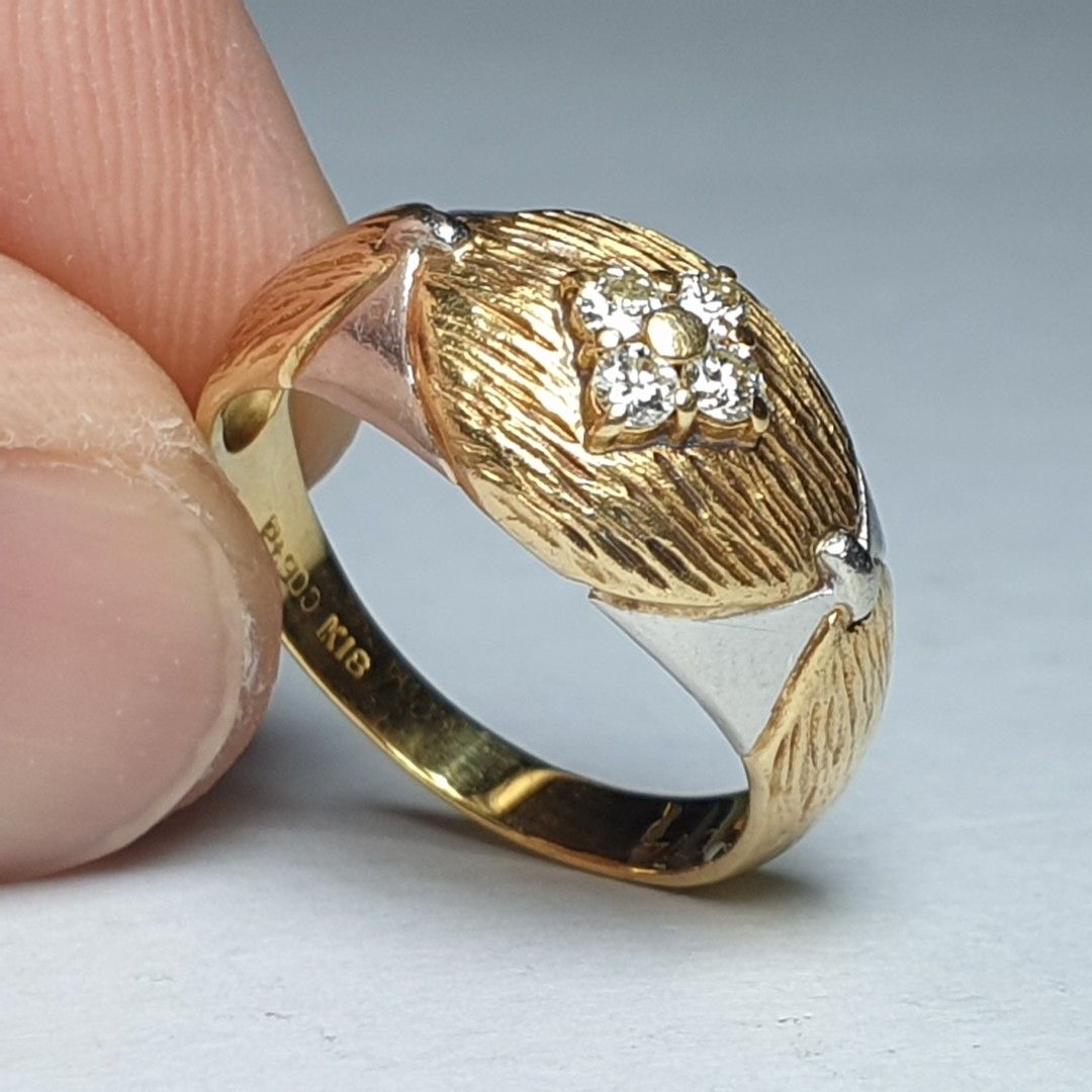 Vintage 18k Japan Gold And Platinum Diamond Ring
