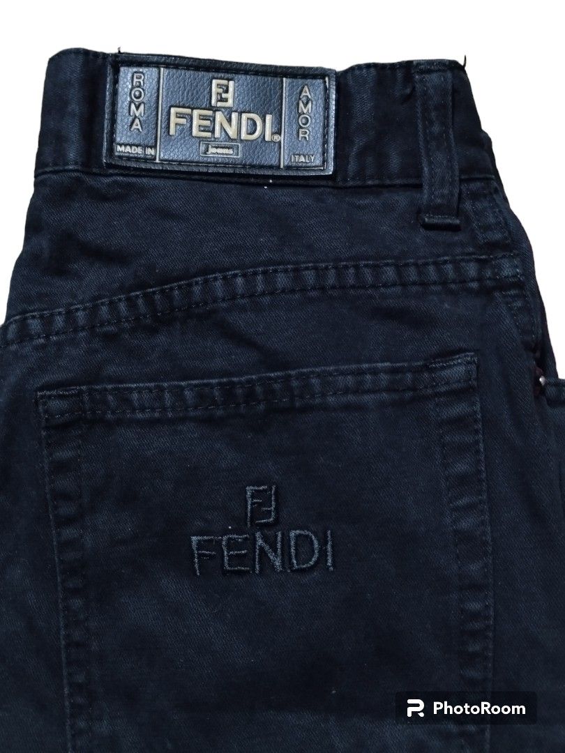 Vintage Fendi WOMENS High Waist Embroidered Denim Jeans