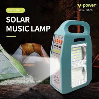 V-power ST-08 Solar Music Lamp Emergency Flash Light Built-in Bluetooth & Speaker