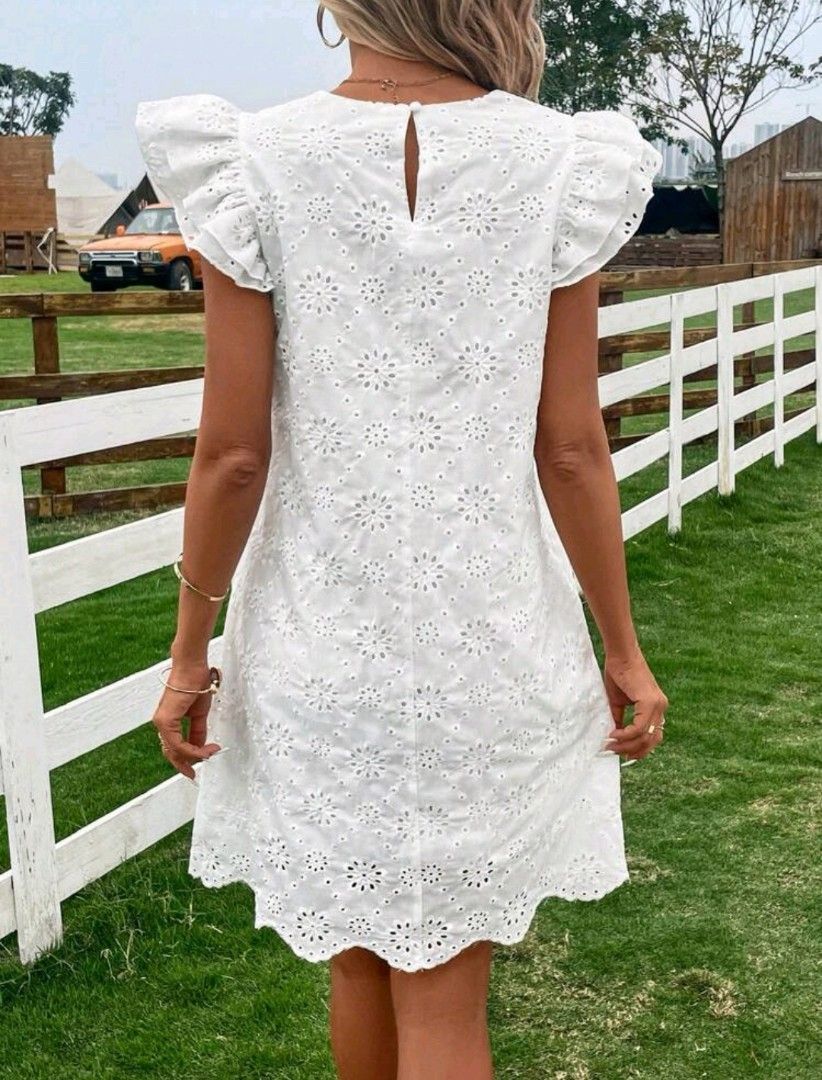 White butterfly sleeve dress on sale