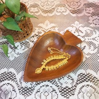 Wooden heart shaped trinket dish jewelry dish
