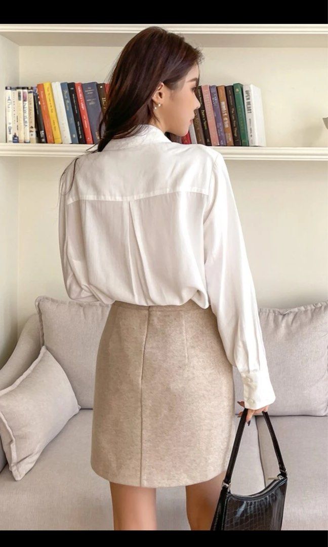 Wool Beige Skirt (Category: Skirts) located in Quezon City. Submitted by patbrandeditems (Listing ID 1283573269, Image 2). Description: Thick wool material Sturdy Zipper Can be used for winter or casual wear.