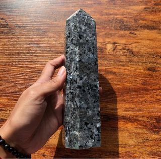 XL Flashy Larvikite Tower Statement Point Natural Crystal Stone