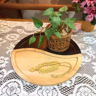 Yin-yang wooden trinket dish jewelry dish decorative tray
