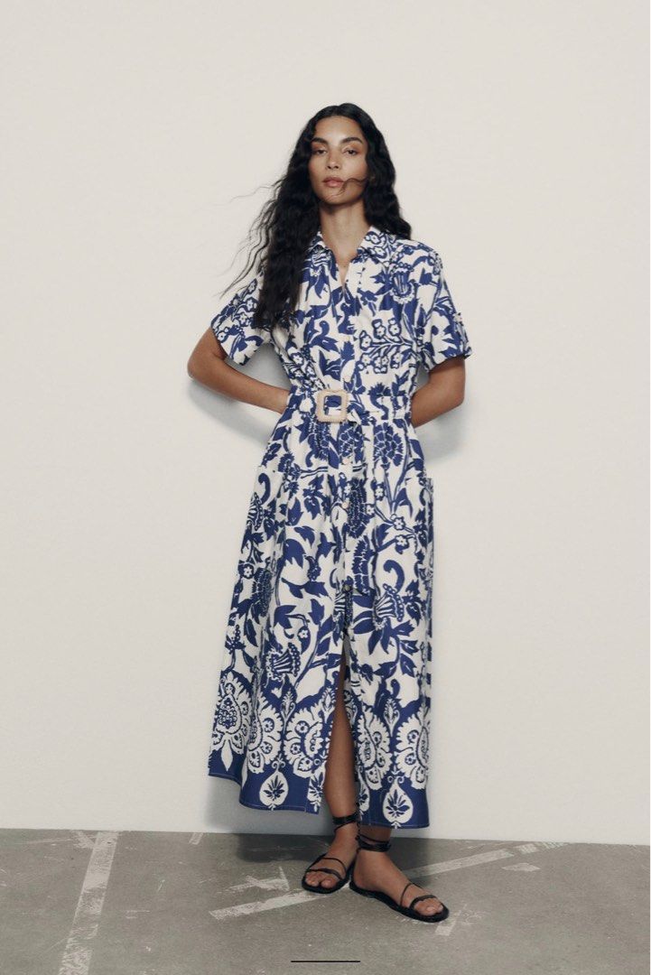 Zara floral print midi dress, Women's Fashion, Dresses & Sets, Dresses on  Carousell