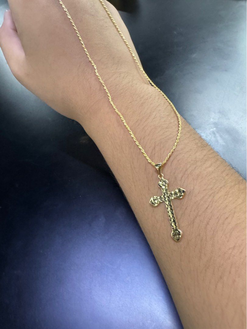 18K 750 Gold Cross Necklace Women s Fashion Jewelry