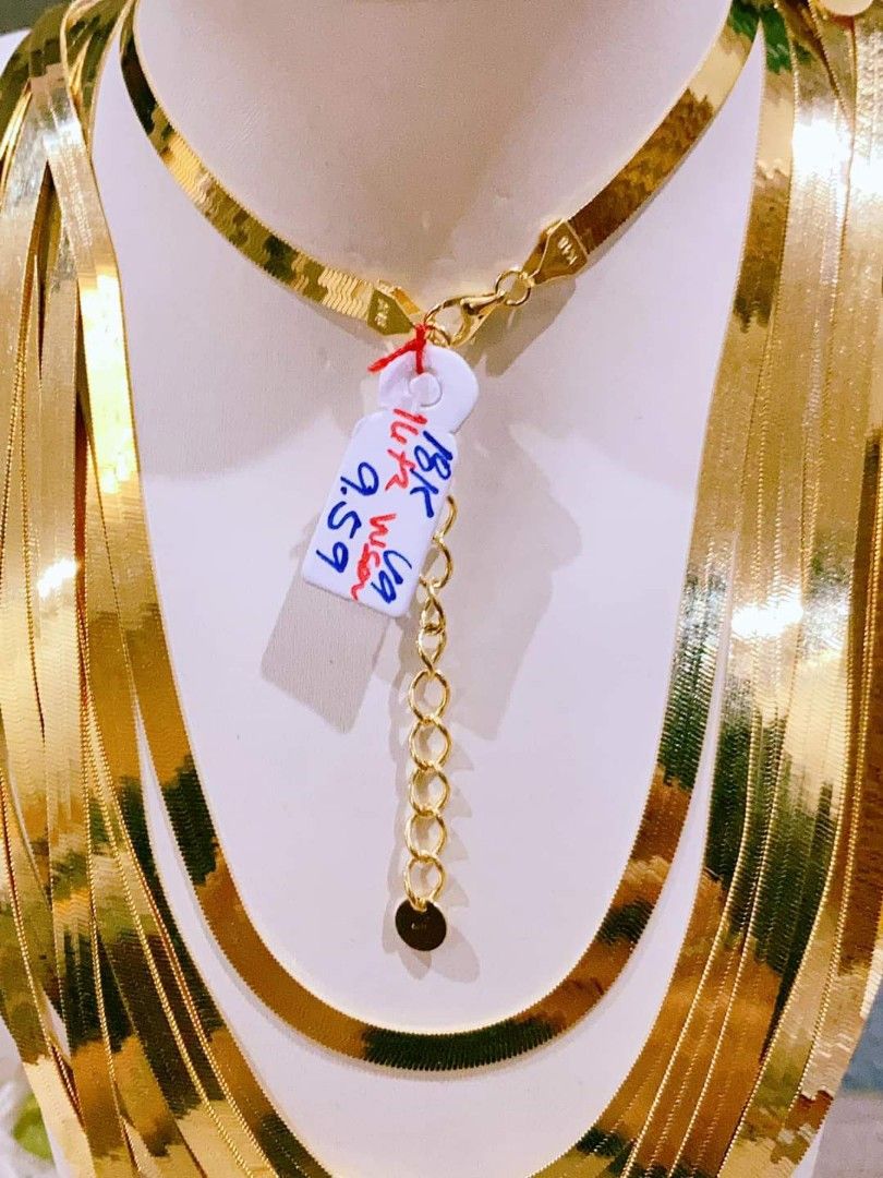 Jewelry. Italian Vieri 18kt Gold Herringbone Chain
