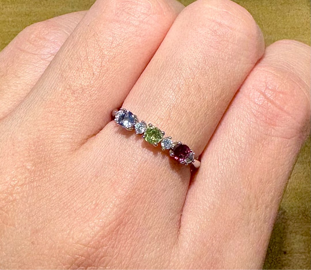 gems ring (tanzanite, prasolite, purple garnet), Women's Fashion