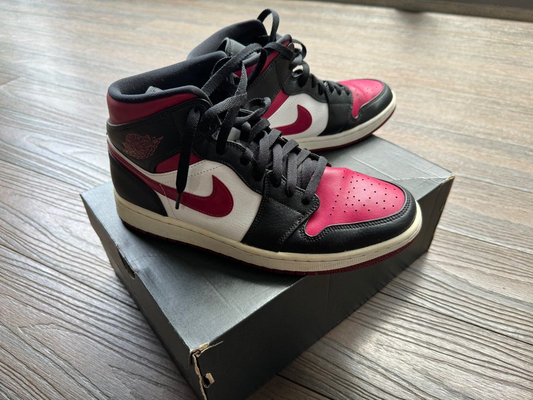 Air Jordan 1 Mid Bred Toe Men s Fashion Footwear Sneakers on Carousell