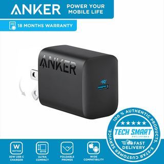 Anker 312 30W USB-C  Charger with Compact and Foldable Design, Fast Charger for iPhone 14/13/12 Series, Samsung S23, MacBook Air, Pixelbook, iPad Pro, and More