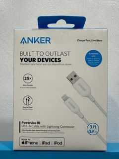 Anker PowerLine III USB-A Cable with Lightning Connector (3ft) - White/ Black
