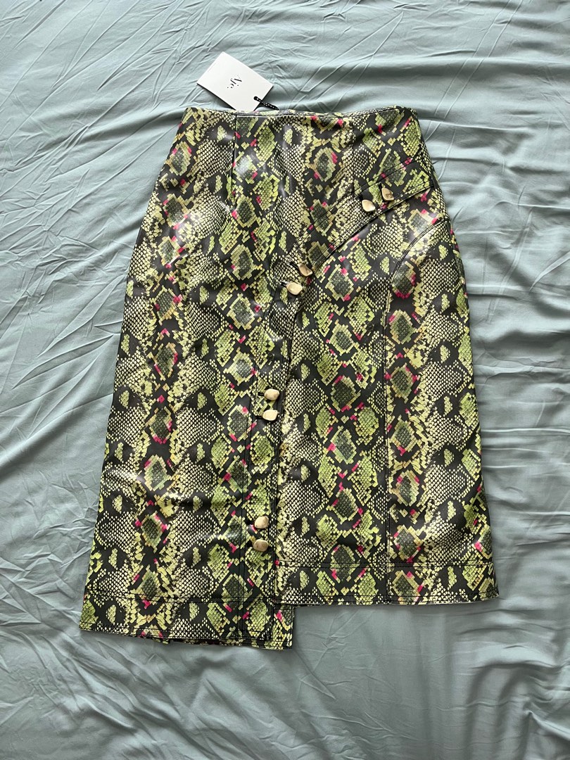 Aje green leather outlet skirt