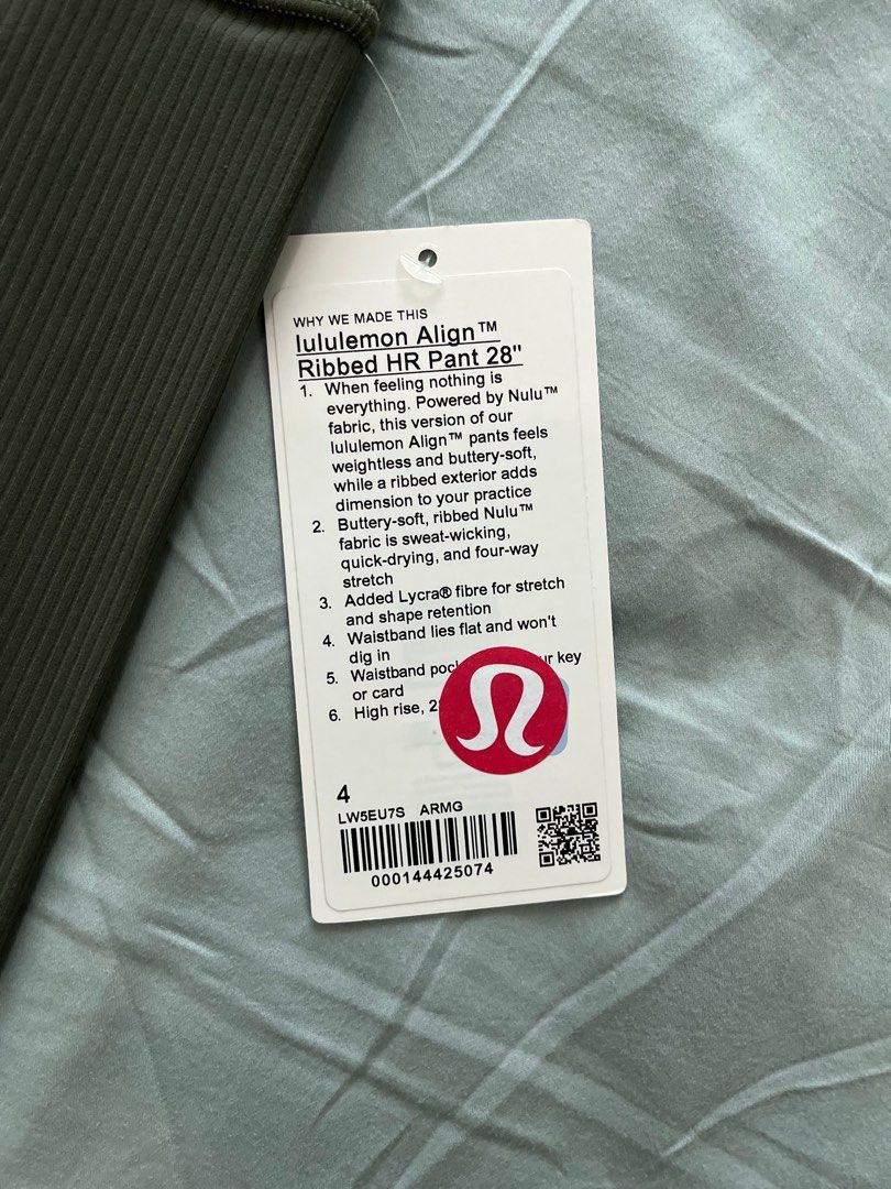 BNWT: Lululemon Align™ Ribbed High-Rise Pant 28 Size 4, Women's Fashion,  Activewear on Carousell