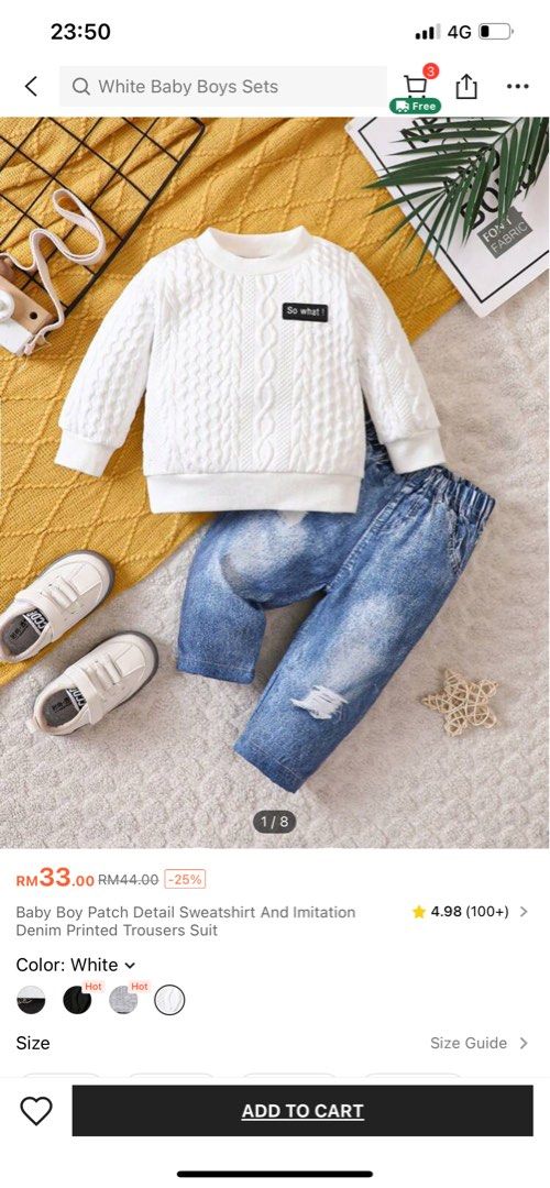 Boy - sweatshirt & imitation denim printed trousers, Babies & Kids, Babies  & Kids Fashion on Carousell