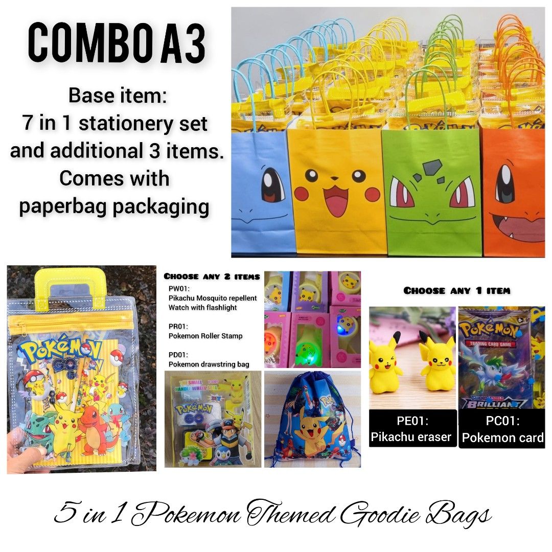 5 in 1 COMBO A3 Urgent | Pokemon Theme Kids Goodie Bags | Children Birthday Party favors | School celebration return gifts Pikachu Charmander Bulbasaur Squirtle, Hobbies & Toys, Stationery & Craft, 5 in 1 COMBO A3 Urgent | Pokemon Theme Kids Goodie Bags | Children Birthday Party favors | School celebration return gifts Pikachu Charmander Bulbasaur Squirtle, Hobbies & Toys, Stationery & Craft,