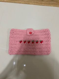 Crochet Book Sleeve Pink Strawberry