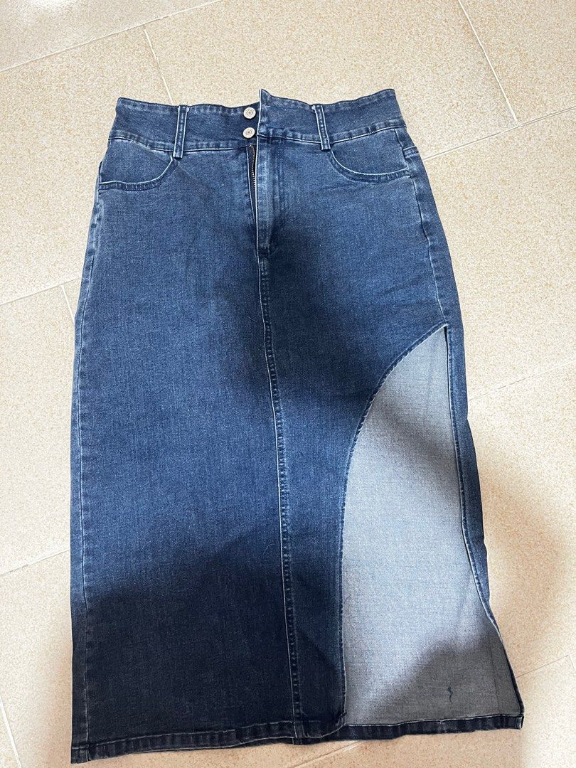 Denim Skirt 3 4 Length Stretchable