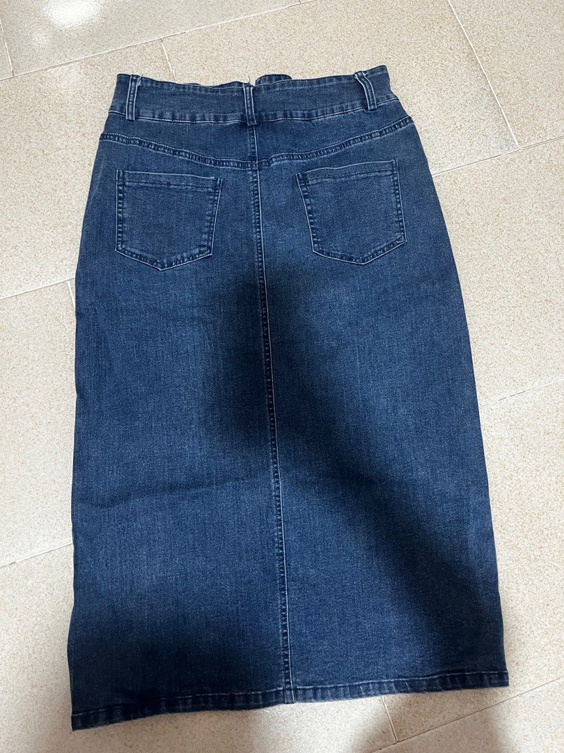 Denim Skirt 3 4 Length Stretchable