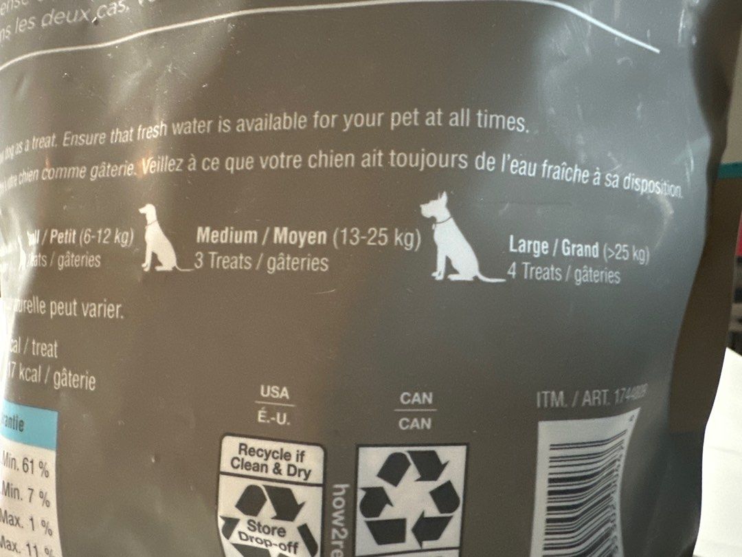 Dog delights treats (Category: Other Food & Drinks) located in Pateros City. Submitted by dly_e (Listing ID 1286016248, Image 3). Description: Free shipping if you buy 2 or more items on my list. Item is still in Canada. Via Air cargo ( approx 7-10 days) Free shipping on sea cargo ( approx 65 days) Your fur babies (dog/puppy) will surely love this treat! .