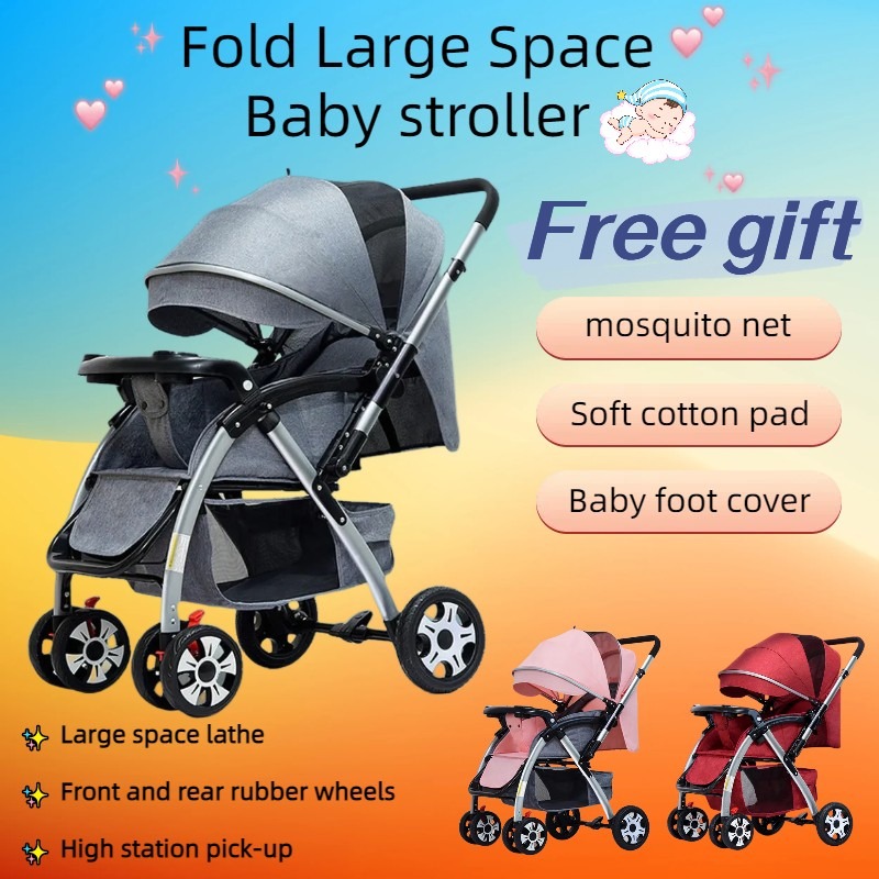 FREE DELIVERY foldable baby stroller is easy to push can sit or