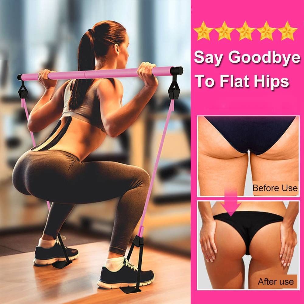 Pilates Exercise Stick with Resistance Band Portable Home Workout Equipment  for Women, Pilates Bar Kit Yoga Resistance Bands for Legs and Butt for  Stretching, Sculpt, Fitness Exercise Full Body : : Sports