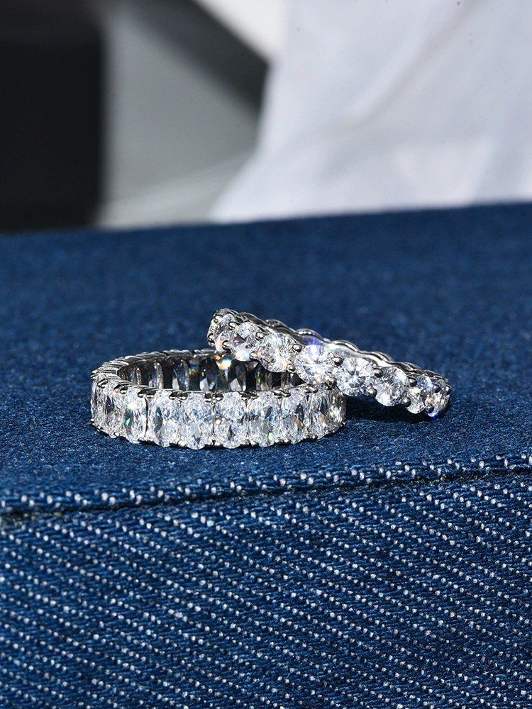 Full Eternity Silver Diamond Ring Zirconia stone Women s