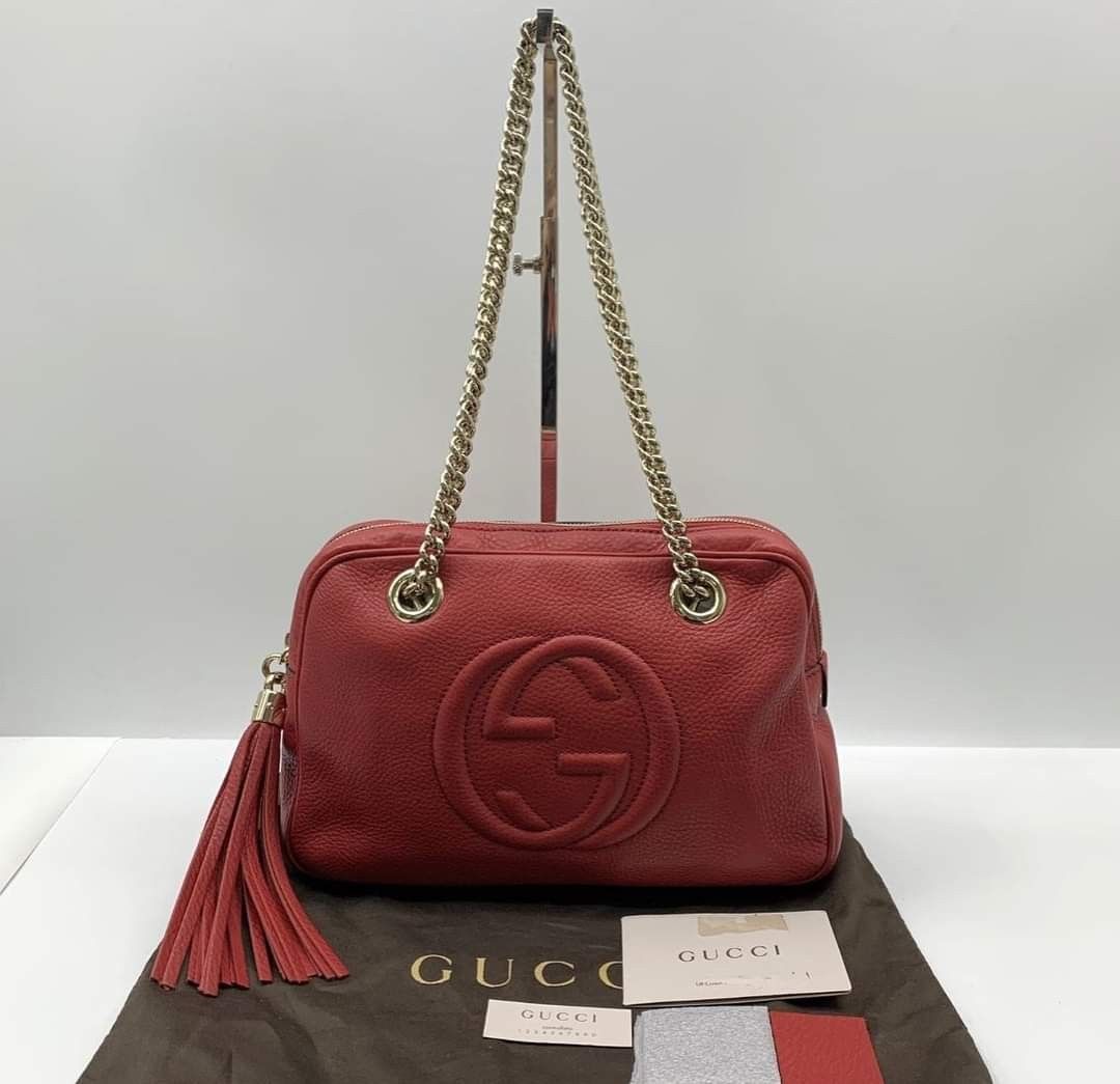 G U C C I Soho Red Shoulder Bag Condition Very Good 9 10 Comes with Dustbag and Cards
