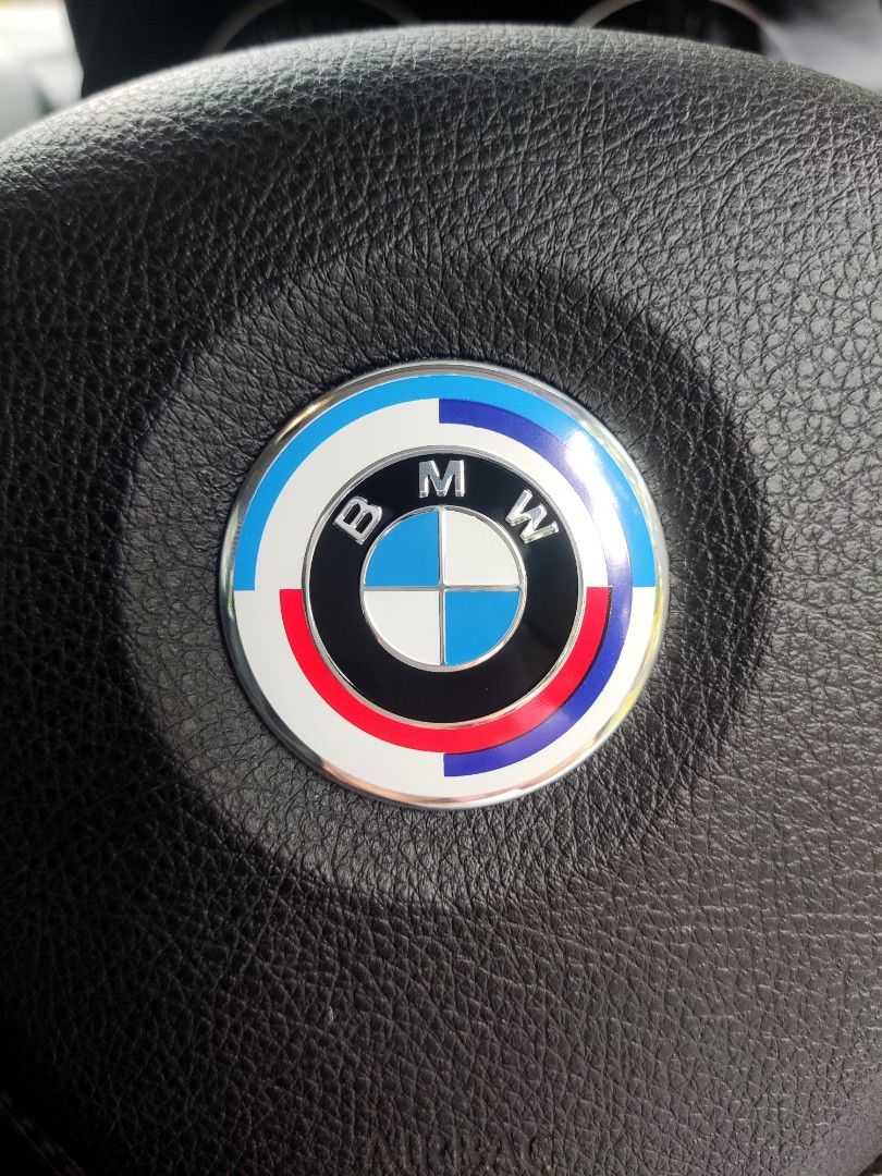 GENUINE BMW PARTS 50th ANNIVERSARY M HERITAGE STEERING WHEEL EMBLEM FOR ...