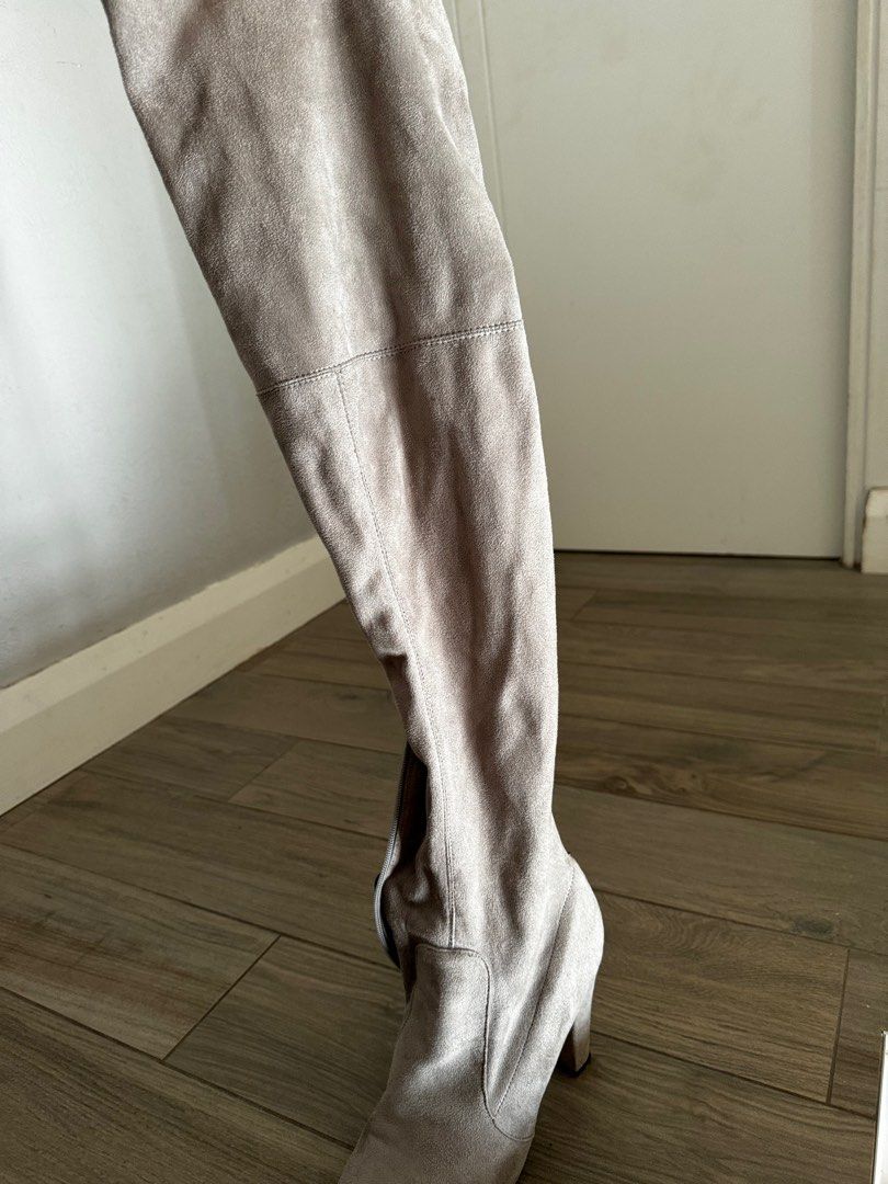 Gray suede new arrivals thigh high boots