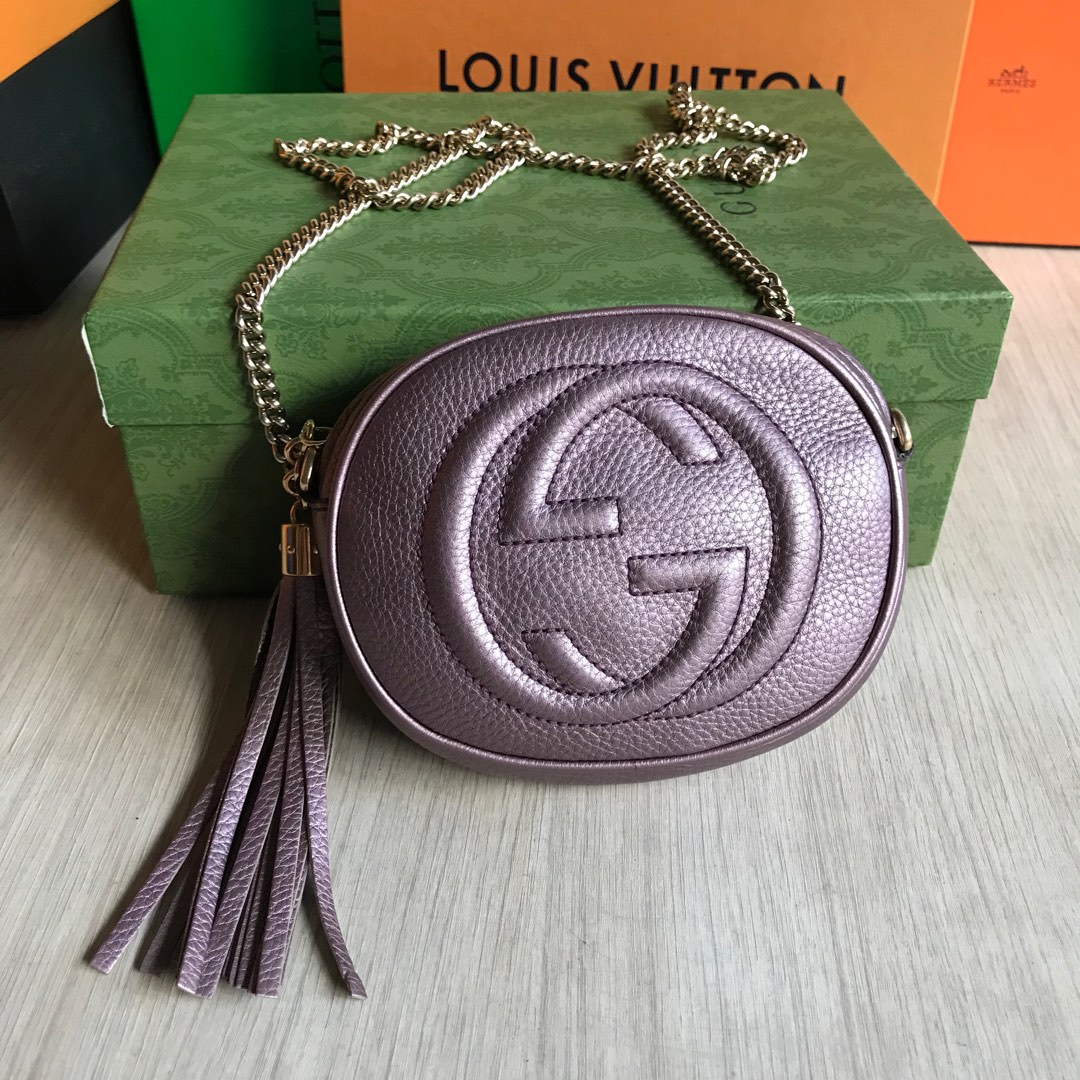 Gucci Soho lined G Mini Chain Bag With Tassel 353965, Women's