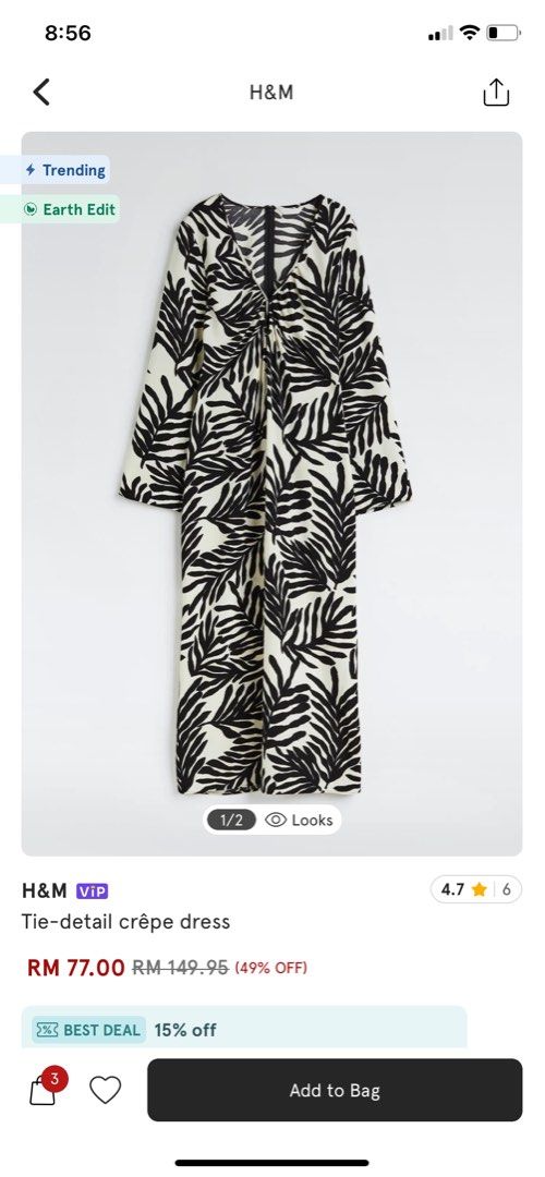 H and online m creped dress