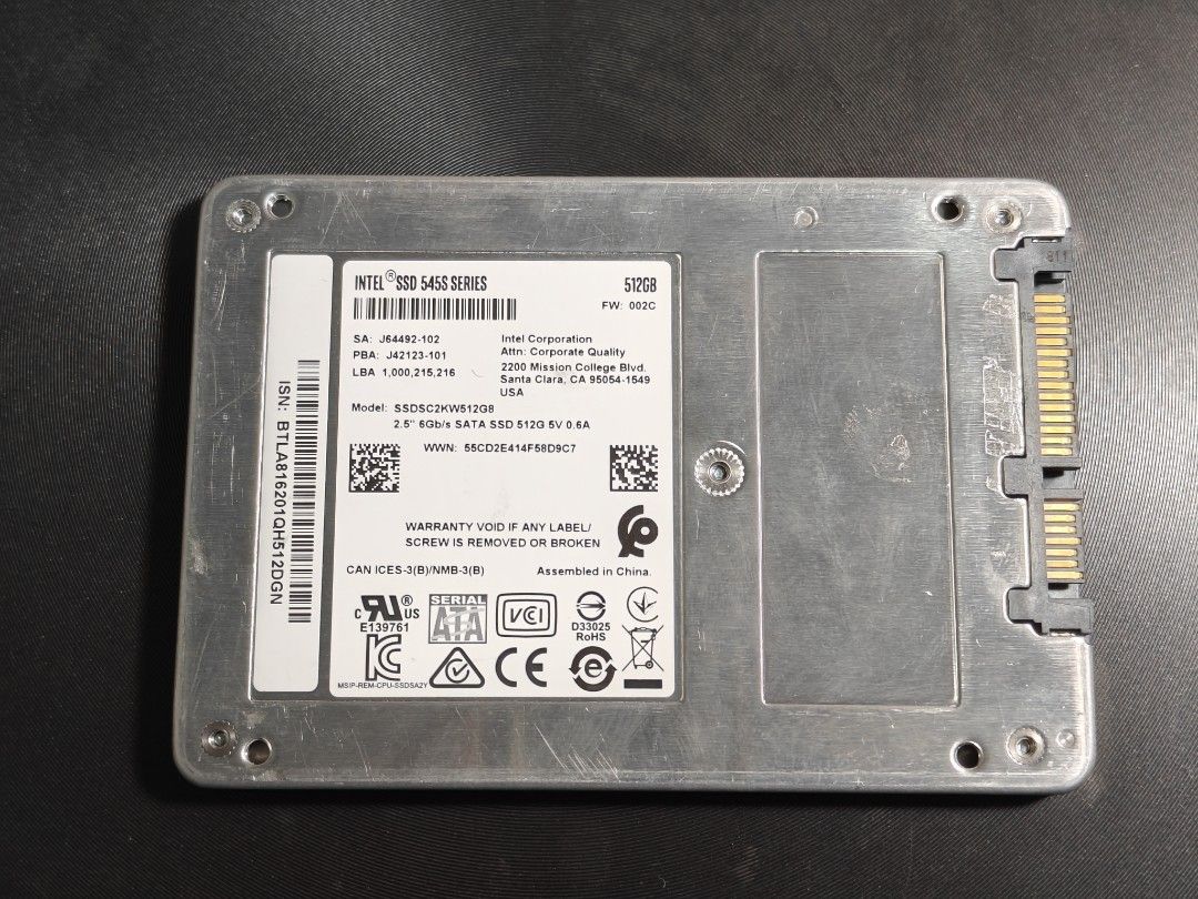 Intel Ssd 545s Ssdsc2kw512g8x1 中古】インテル SSD 545シリーズ