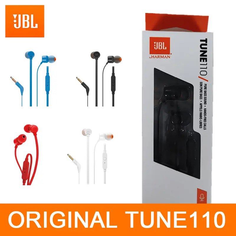 JBL T110 3.5mm Wired Earphones Stereo Music Deep Bass Earbuds Headset  Sports