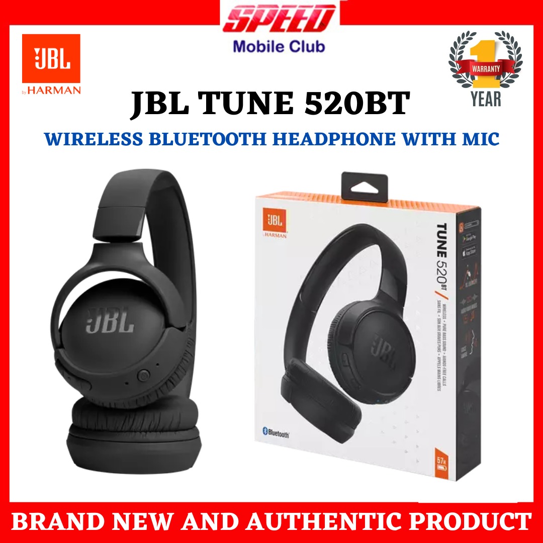 JBL Tune 520BT Wireless On-Ear Headphones, with JBL Pure Bass Sound, B