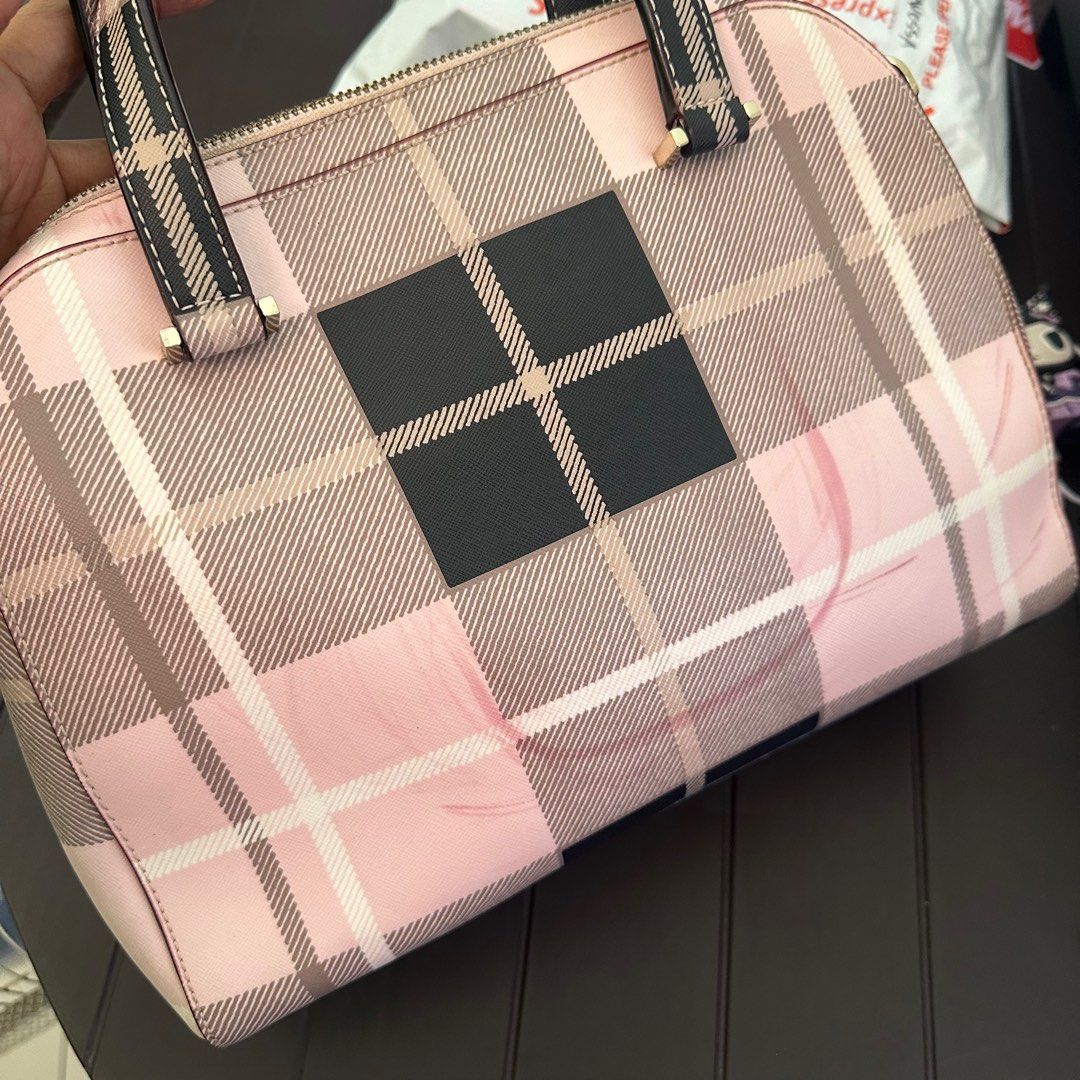 Kate Spade New York pink plaid top handle bag Luxury Bags Wallets on Carousell